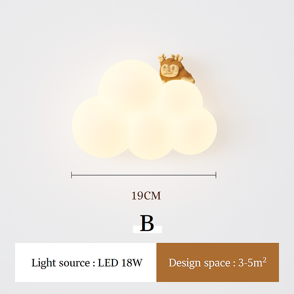 appliques murales led minimalistes singe lapin nuage pour enfants