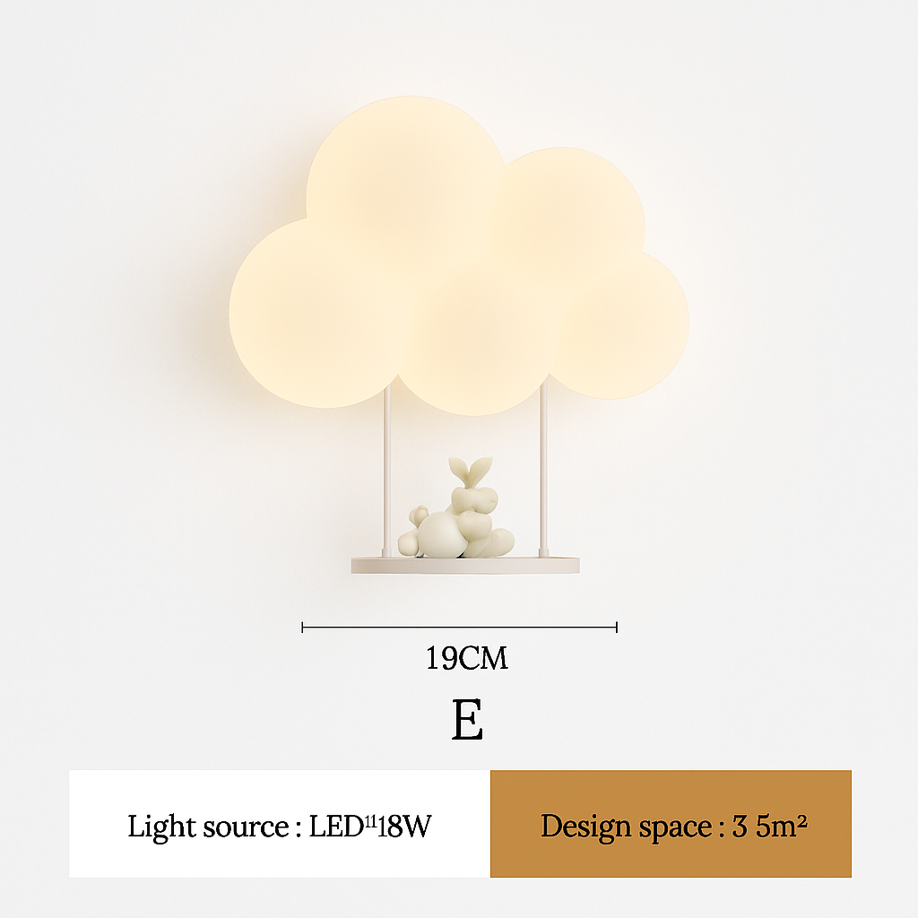 appliques murales led minimalistes singe lapin nuage pour enfants