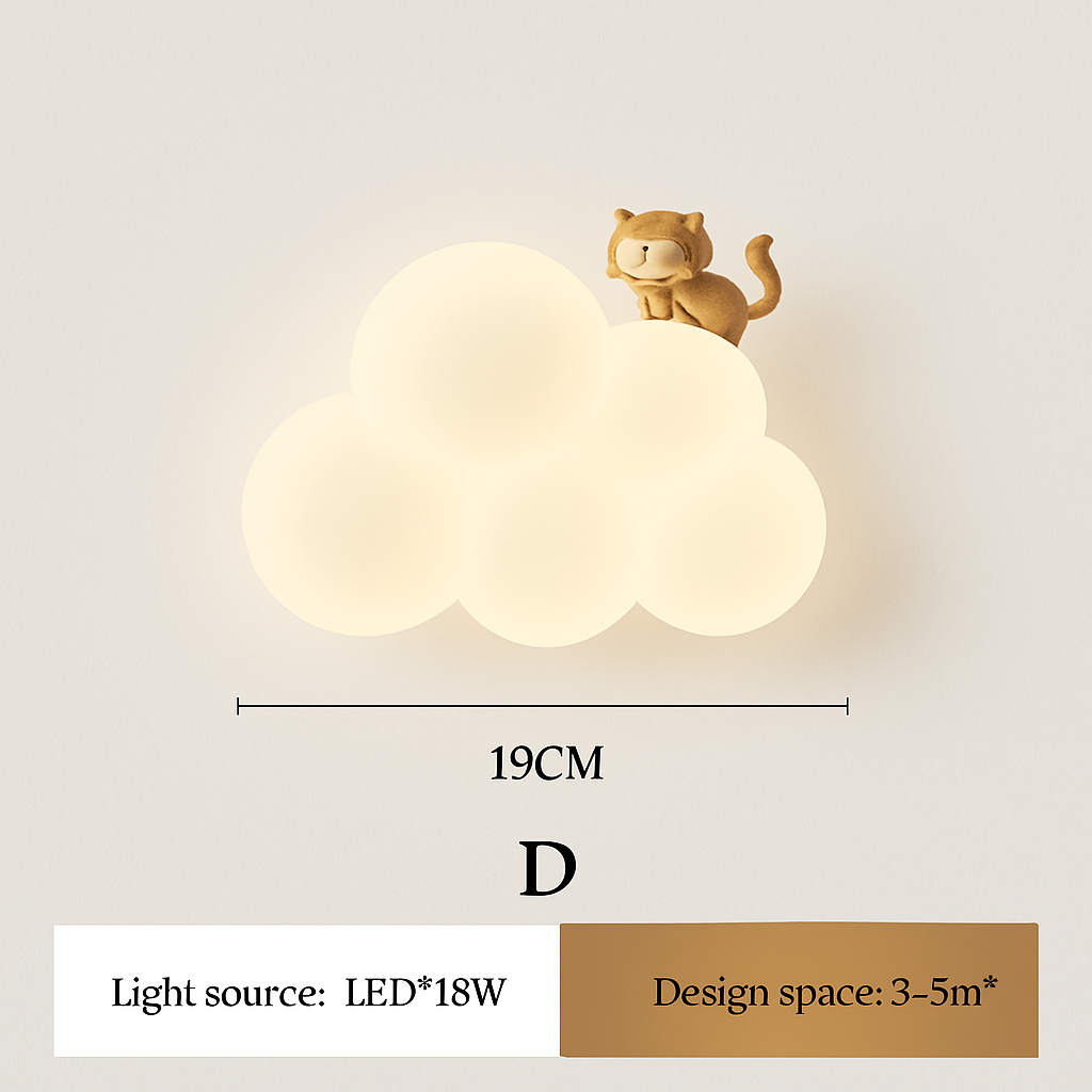 appliques murales led minimalistes singe lapin nuage pour enfants