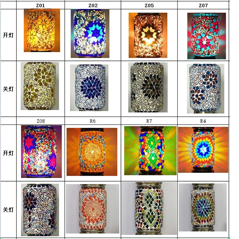appliques murales méditerranéennes style bohème rétro mosaïque LED
