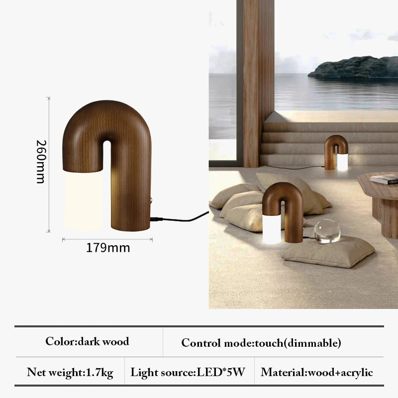 applique murale rétro en bois de frêne et acrylique avec led