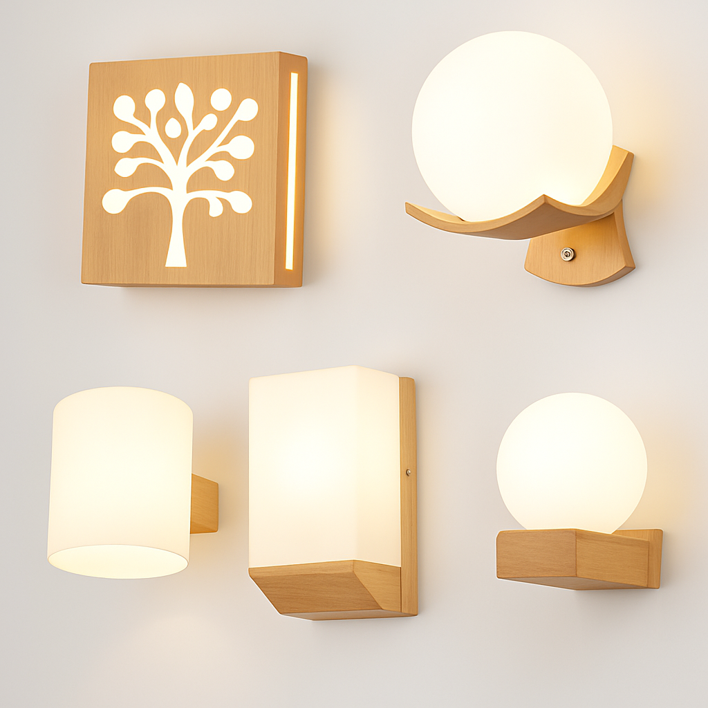 artpad applique murale scandinave bois abat-jour verre décoration intérieure led
