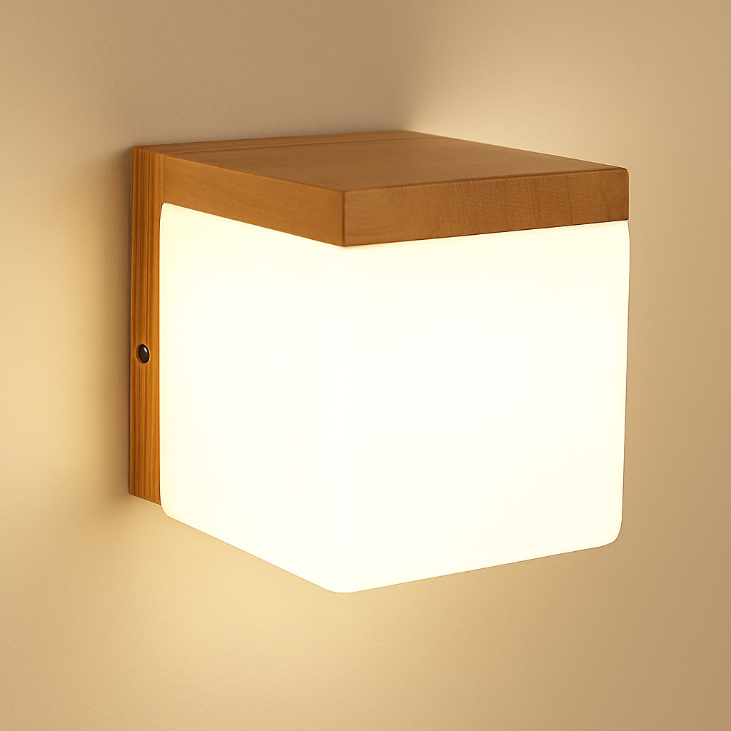 artpad applique murale scandinave bois abat-jour verre décoration intérieure led