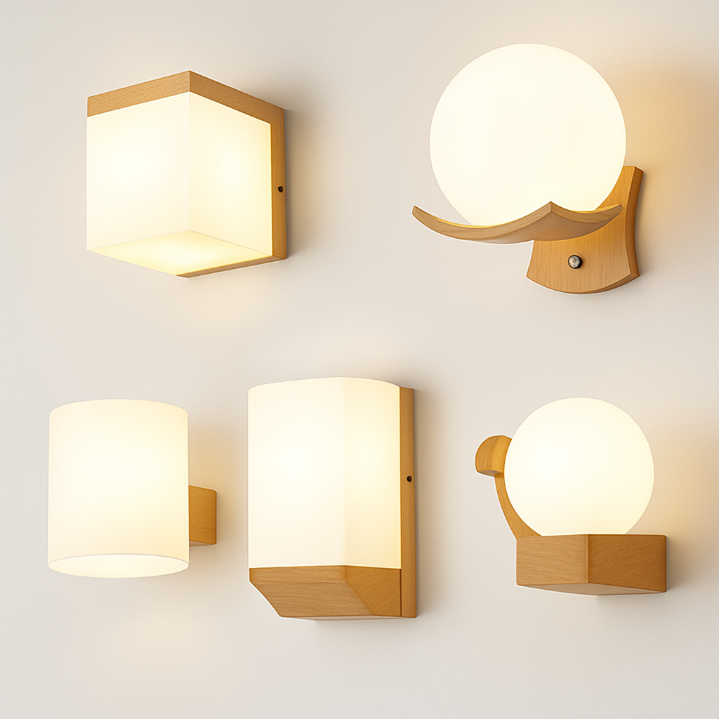 artpad applique murale scandinave bois abat-jour verre décoration intérieure led