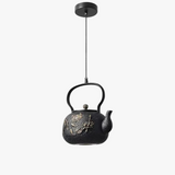Asie du Sud-Est Rétro Vintage Résine Théière Suspension Led Lumières Cuisine Salle À Manger Loft Déco Pays Suspension Luminaire Design