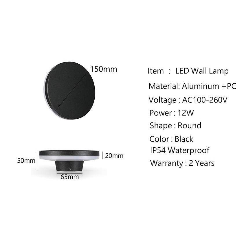 Applique murale LED ronde avec lumière arrière waterproof