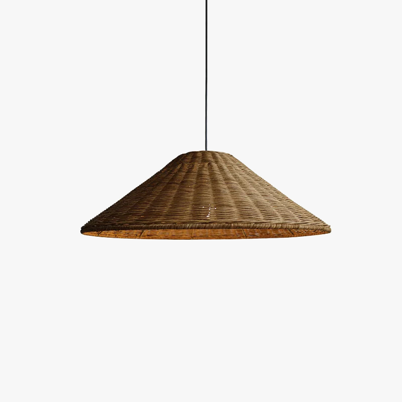Suspension conique zen en rotin de bambou