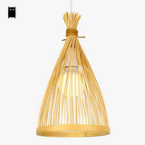 Bambou osier rotin Cage Suspension Luminaire asiatique chinois créatif Style japonais lampe Suspension Luminaire Sushi Restaurant