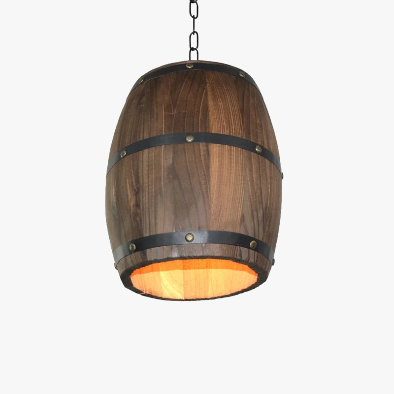 baril en bois suspension style rétro pour restaurant