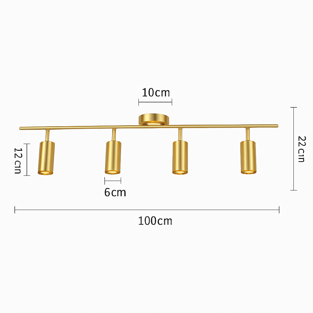 Barre spots LED en aluminium noir et doré Golden