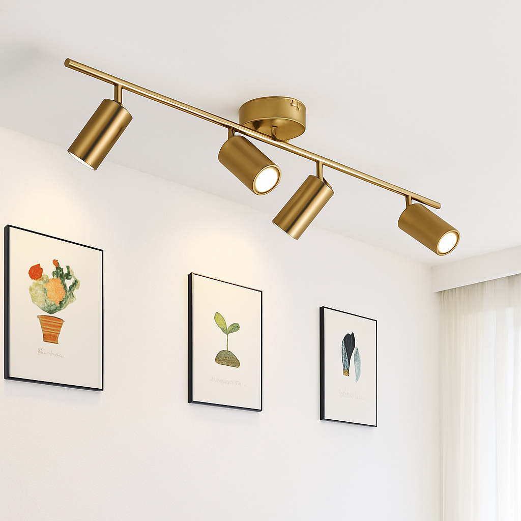 Barre spots LED en aluminium noir ou doré Mounted