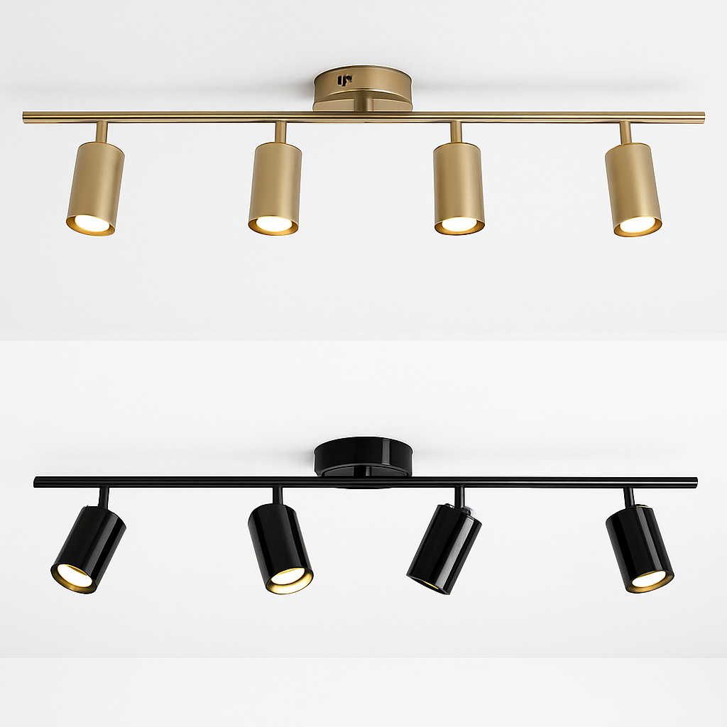 Barre spots LED en aluminium noir ou doré Mounted