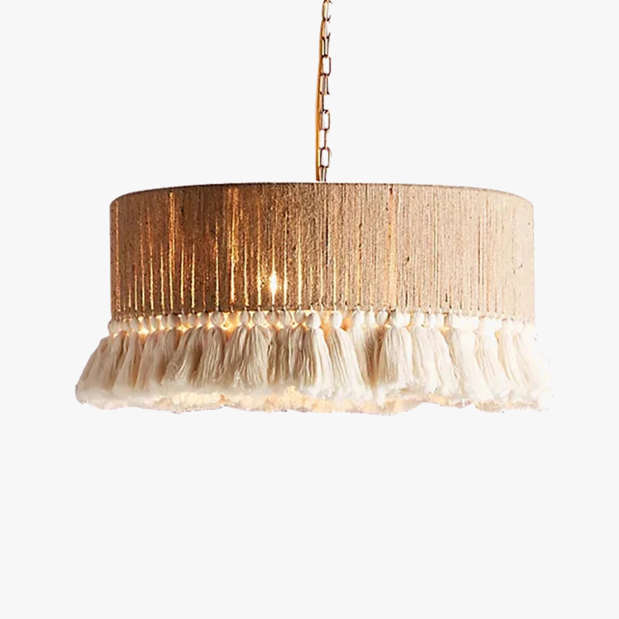 Suspension Vintage à franges en tissu ficelle