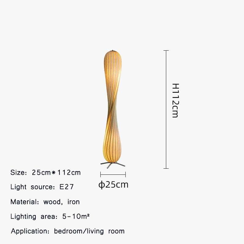 Bois lampadaire LED moderne rétro lumière debout gradation salon chambre luminaires en forme de spirale atmosphère Luminaire