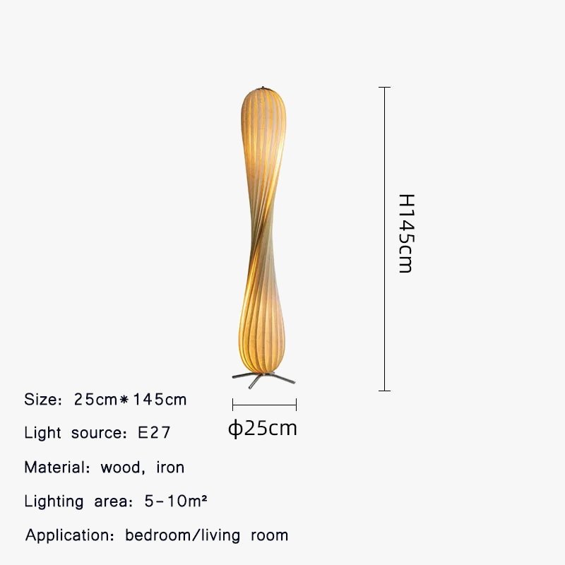 Bois lampadaire LED moderne rétro lumière debout gradation salon chambre luminaires en forme de spirale atmosphère Luminaire