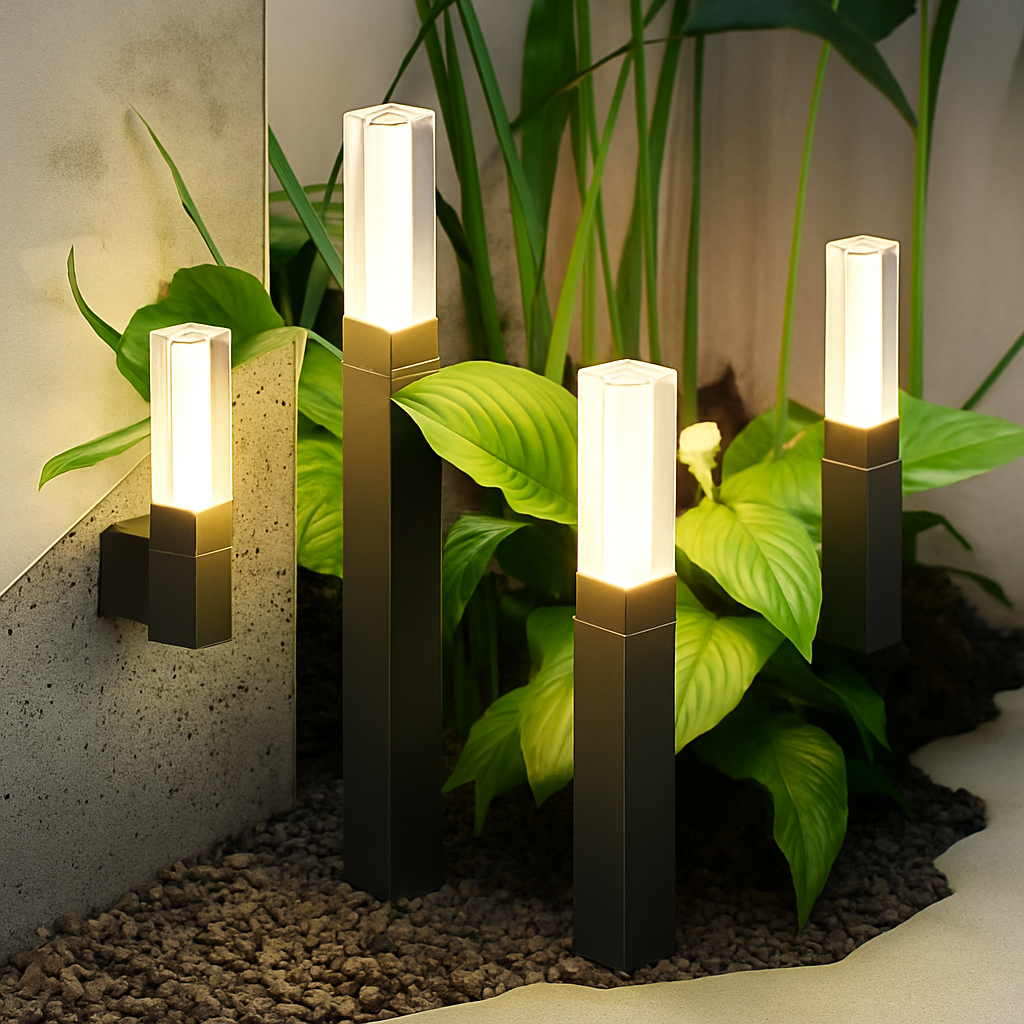 bornes lumineuses led étanches avec détecteur de mouvement pour jardin extérieur