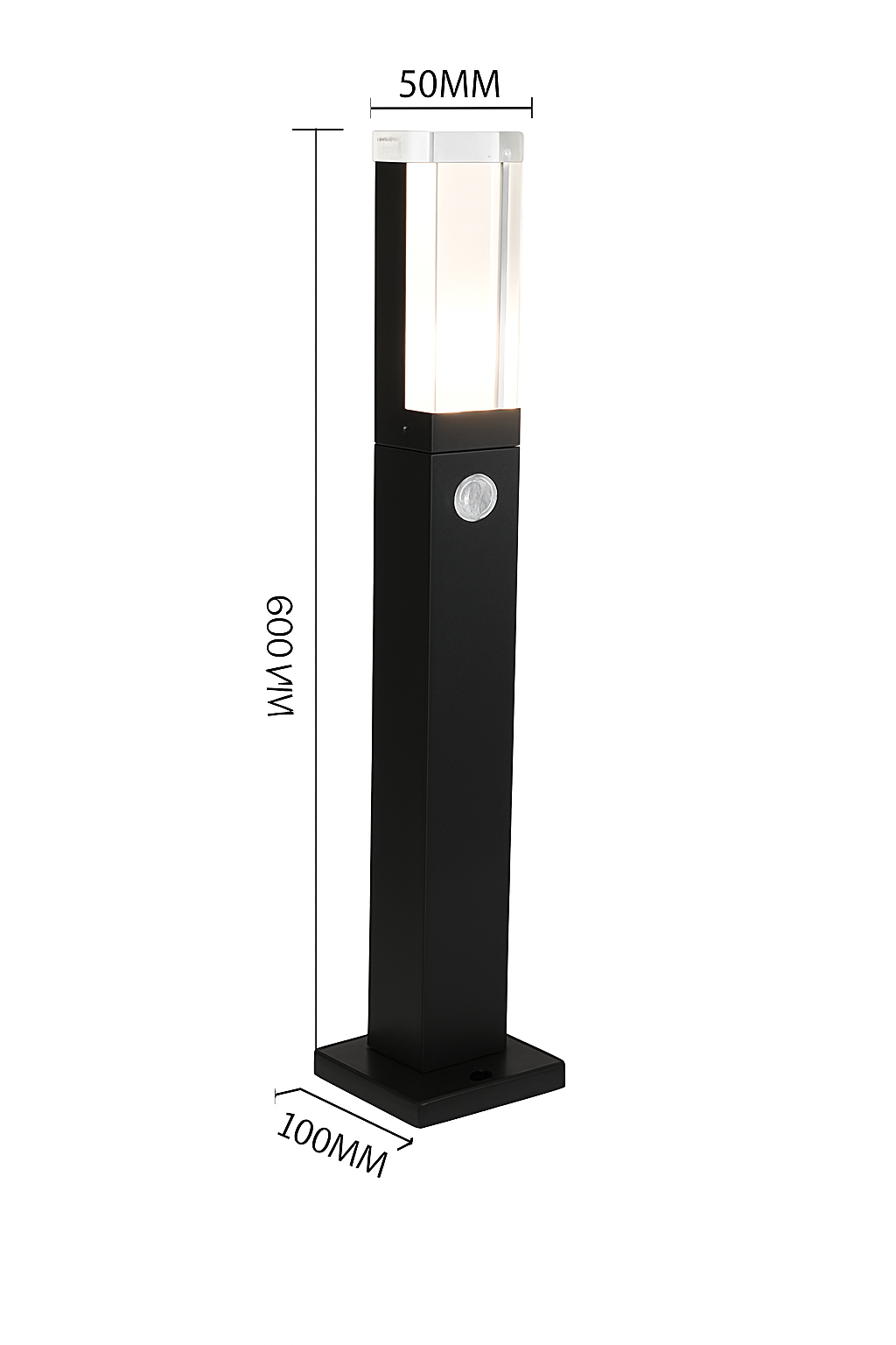 bornes lumineuses led étanches avec détecteur de mouvement pour jardin extérieur