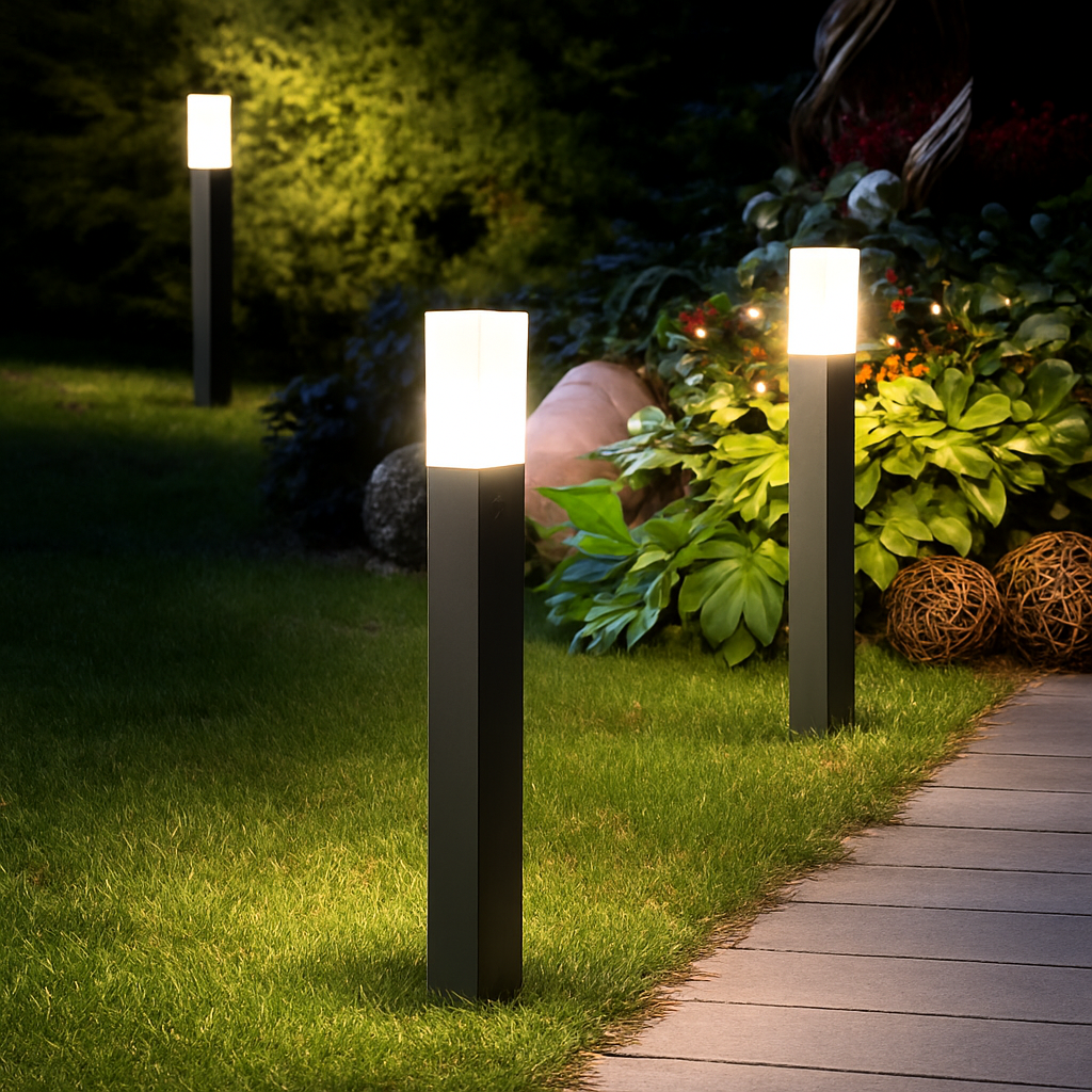 bornes lumineuses led étanches avec détecteur de mouvement pour jardin extérieur