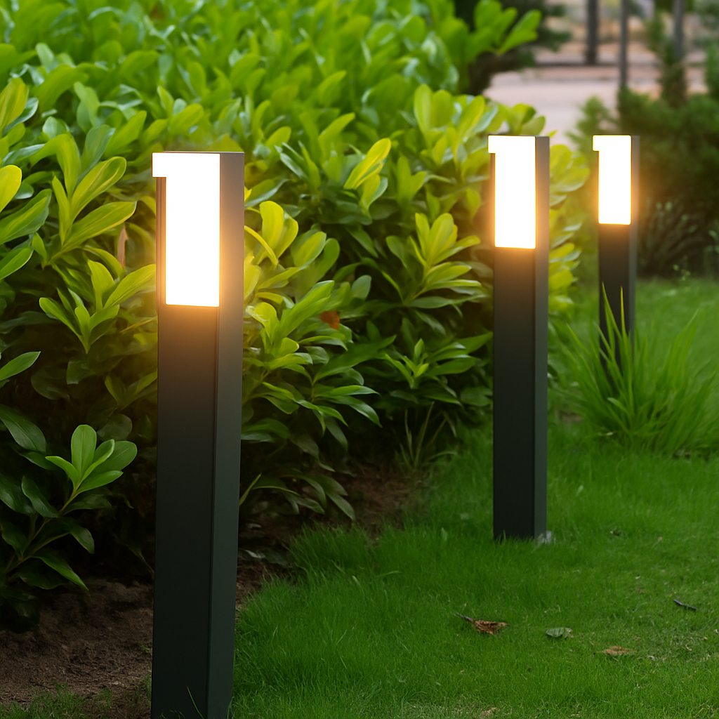 bornes lumineuses led étanches avec détecteur de mouvement pour jardin extérieur