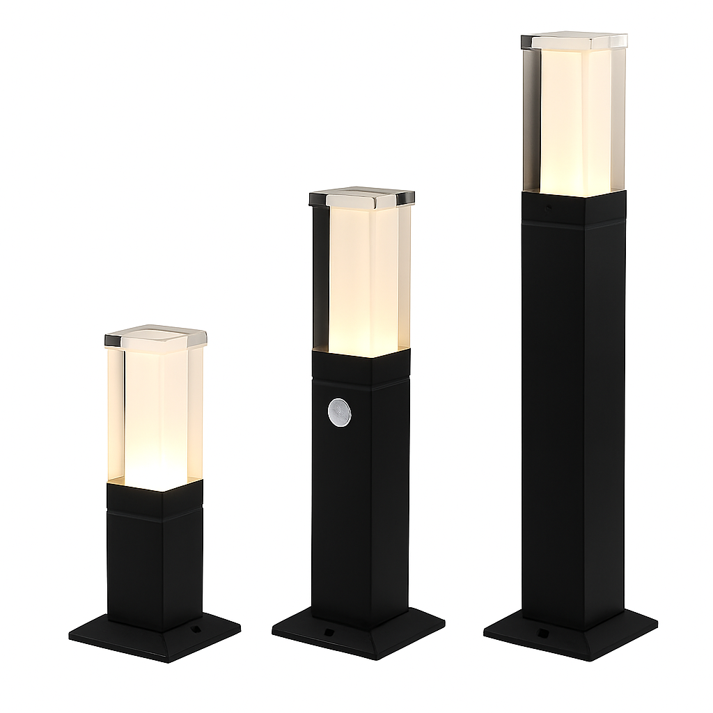 bornes lumineuses led étanches avec détecteur de mouvement pour jardin extérieur