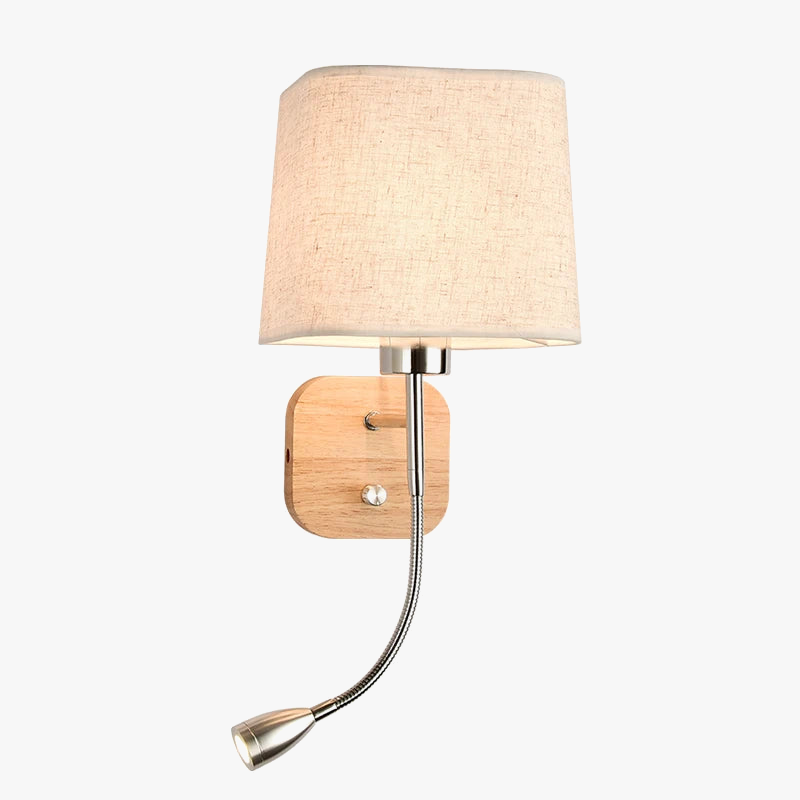 Applique murale LED avec abat-jour en tissu et liseuse
