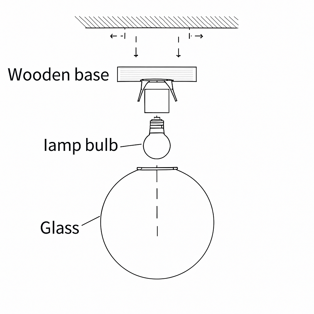 Boule de verre blanc plafond moderne à LEDs lampe salon piédestal en bois suspendus plafonniers éclairage à la maison décor luminaires de cuisine