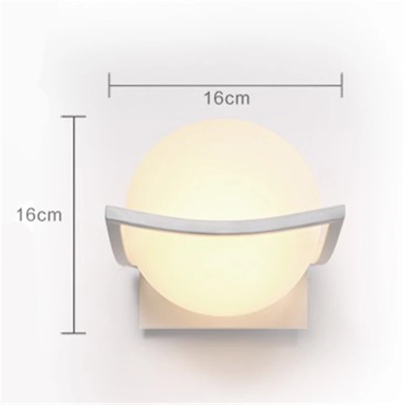 Applique Murale Led Chaude Boule de verre Nordique Moderne Simple Wandlamp Salon Chevet Chambre Salle De Bain Lumière