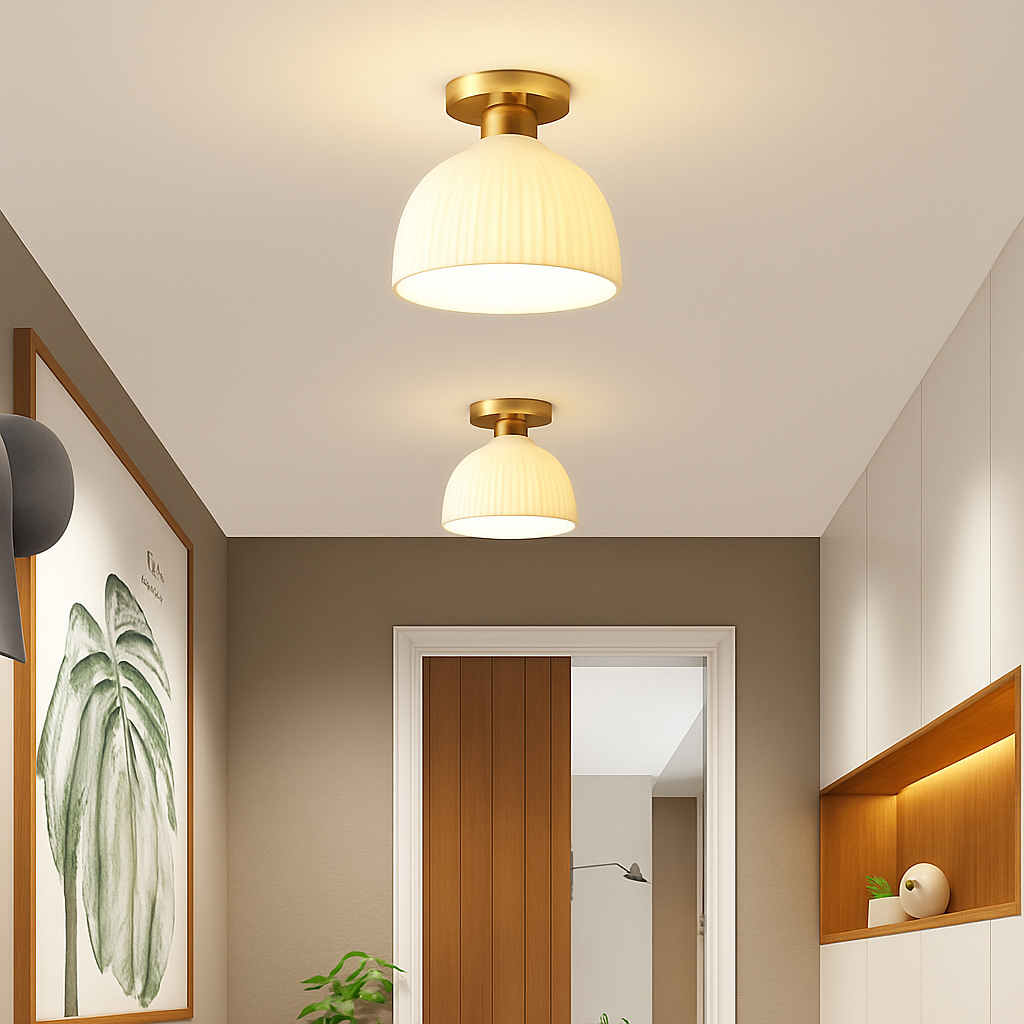 Céramique verre Led couloir plafonnier pour allée couloir vestiaire balcon nordique E27 acrylique lustre reste luminaires