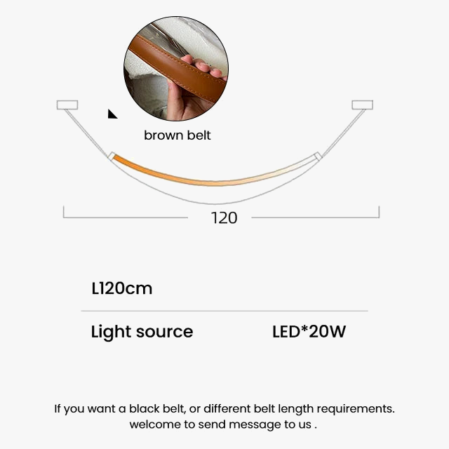 ceinture en cuir moderne avec suspension led pour décoration luminaire
