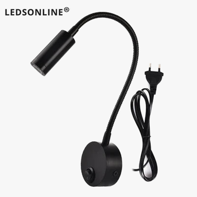 Lampe de Chevet travail étude lampe de lecture appliques 3W LED livre lampe mur veilleuse luminaires Spot LED ue US prise cordon