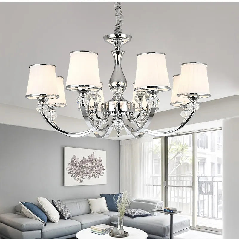 Lustre Chrome moderne Led en cristal E14