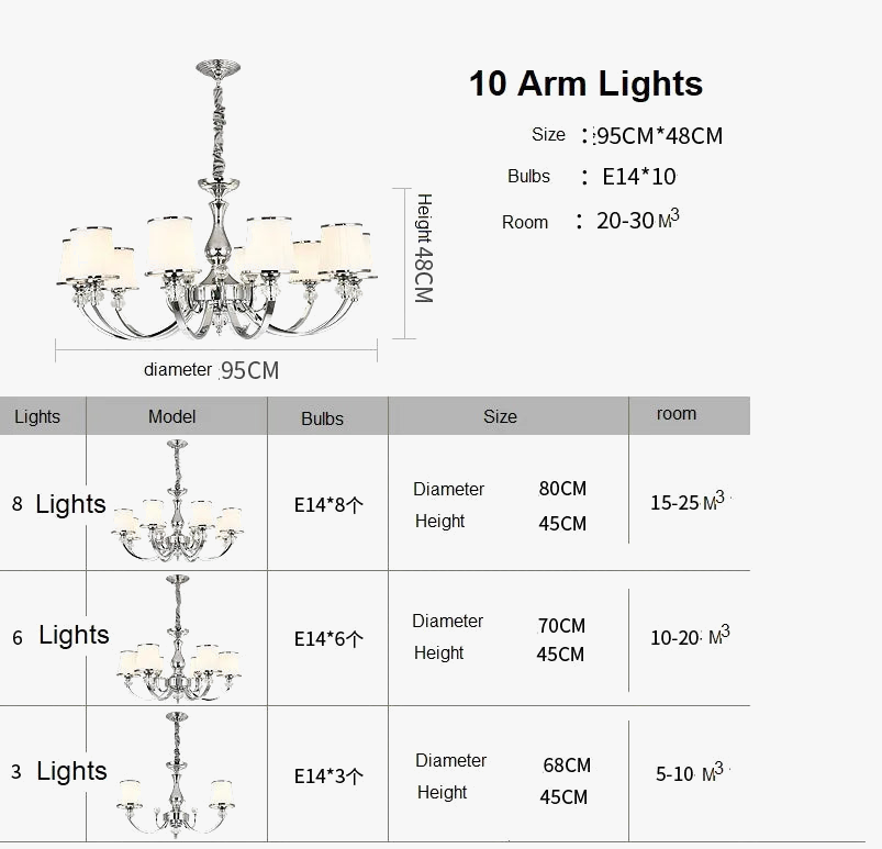 Lustre Chrome moderne Led en cristal E14