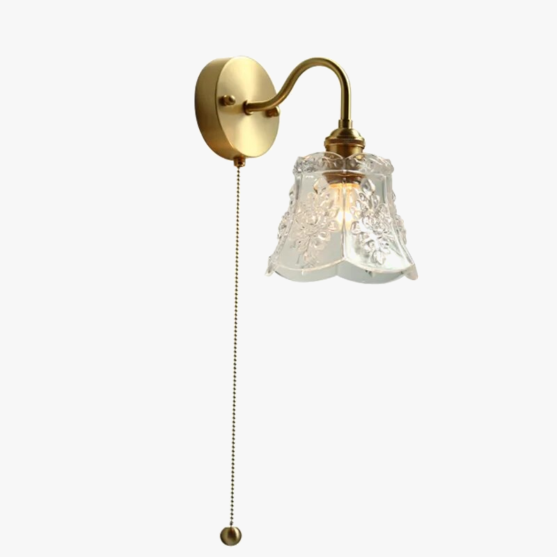 Éclairage LED verre salle bain nordique cuivre tirer interrupteur