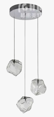 Suspension en cristal de glace Transparent pour restaurants en pierre de verre clair pour salle à manger à cordon led