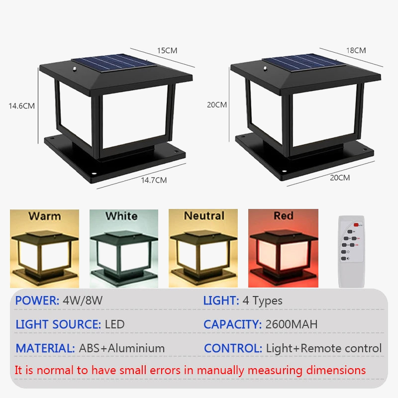 colonne lumineuse solaire à led avec télécommande pour extérieur