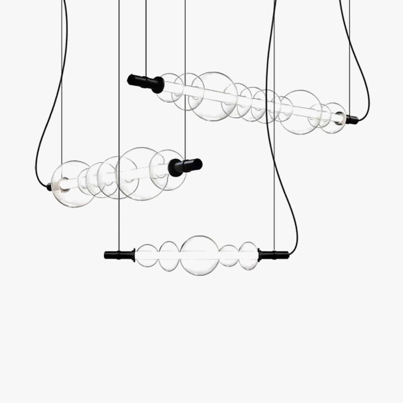 comptoir de bar moderne avec bande lumineuse suspendue