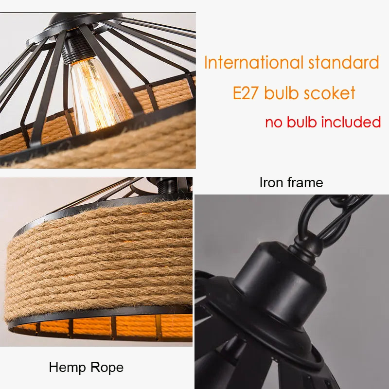 Corde de fer industrie américaine Loft lustre créatif phare Restaurant Bar café lumière salle à manger suspension lampe DropLight