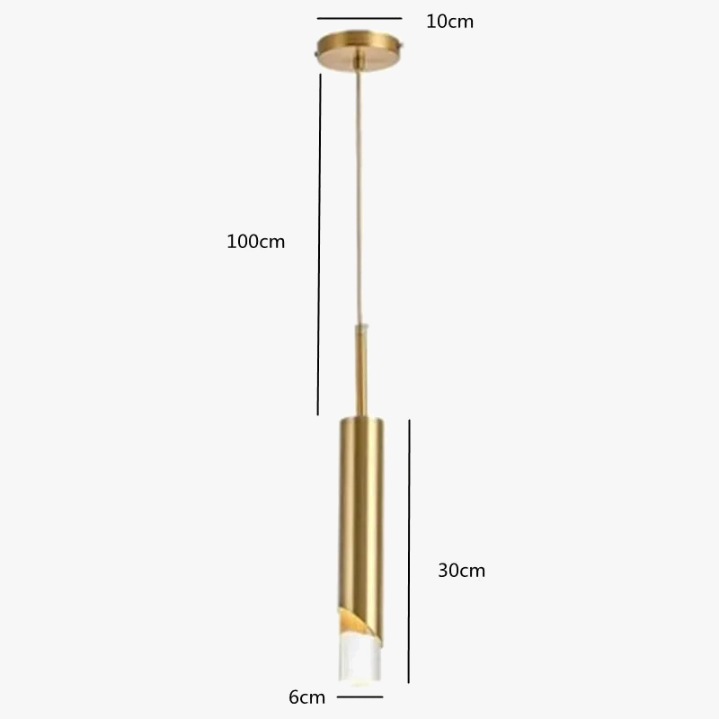 Suspension design cylindrique style Cuivre Or LED