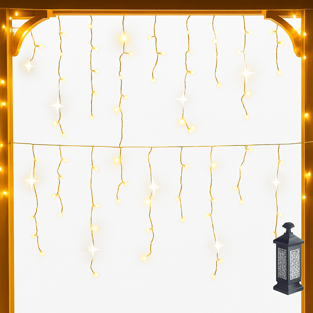 décorations lumineuses de Noël rideau de glaçons extérieur 2025