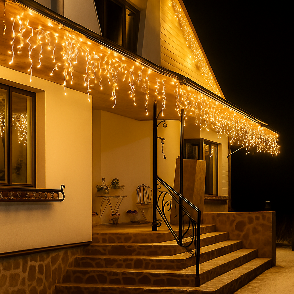 décorations lumineuses de Noël rideau de glaçons extérieur 2025