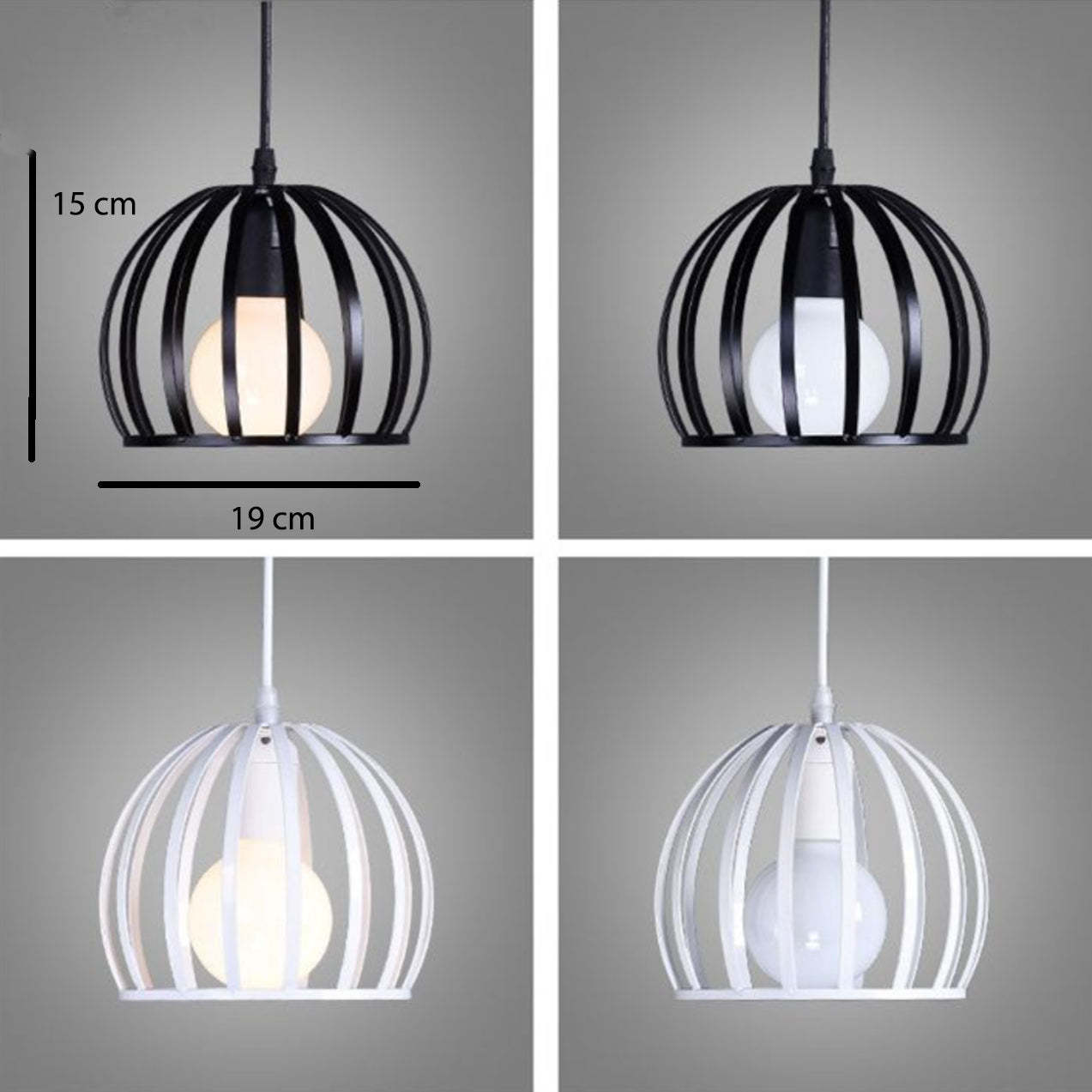 Suspension en cage ronde vintage (noir ou blanc)
