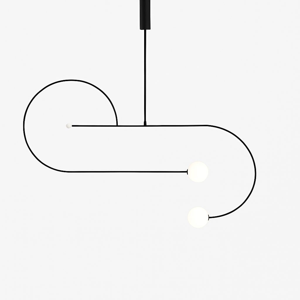 Danmark Geometric Line Chandelier Nordic Arc Suspension Lamp Ceiling Hanging Fxiture for Living Room,Dining Room