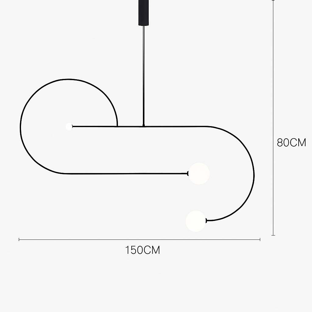 Danmark Geometric Line Chandelier Nordic Arc Suspension Lamp Ceiling Hanging Fxiture for Living Room,Dining Room