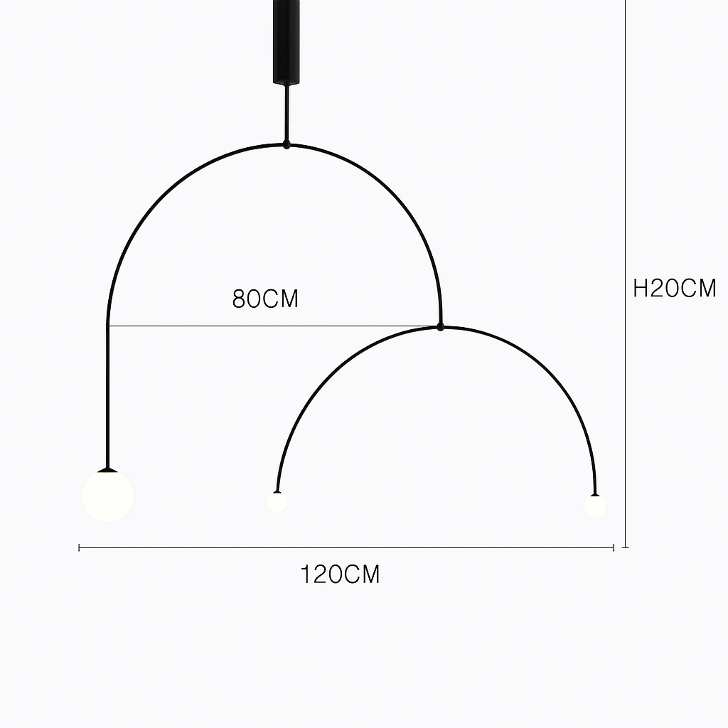 Danmark Geometric Line Chandelier Nordic Arc Suspension Lamp Ceiling Hanging Fxiture for Living Room,Dining Room