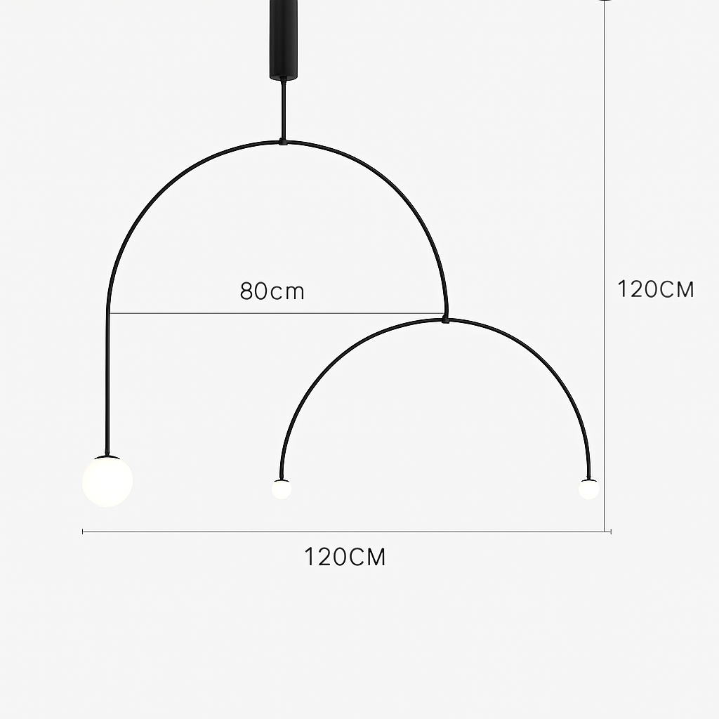 Danmark Geometric Line Chandelier Nordic Arc Suspension Lamp Ceiling Hanging Fxiture for Living Room,Dining Room
