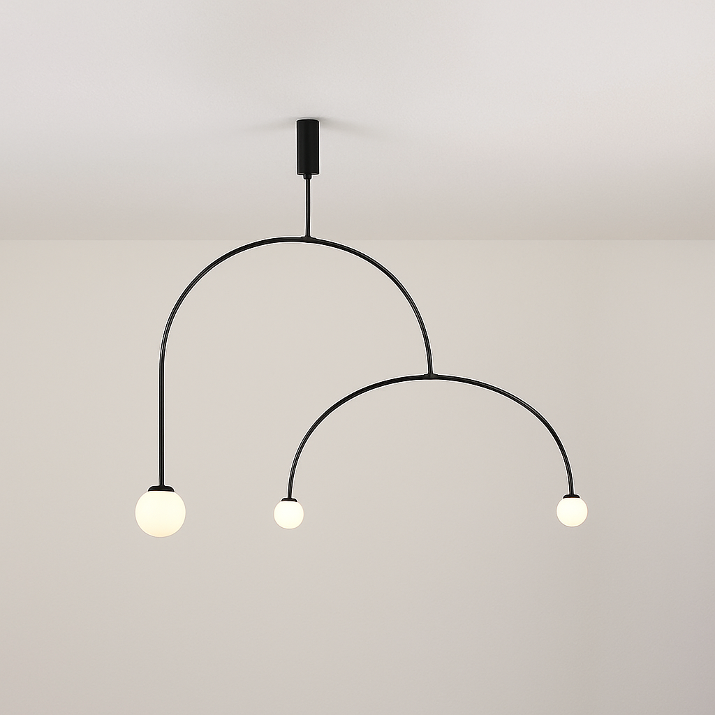 Danmark Geometric Line Chandelier Nordic Arc Suspension Lamp Ceiling Hanging Fxiture for Living Room,Dining Room