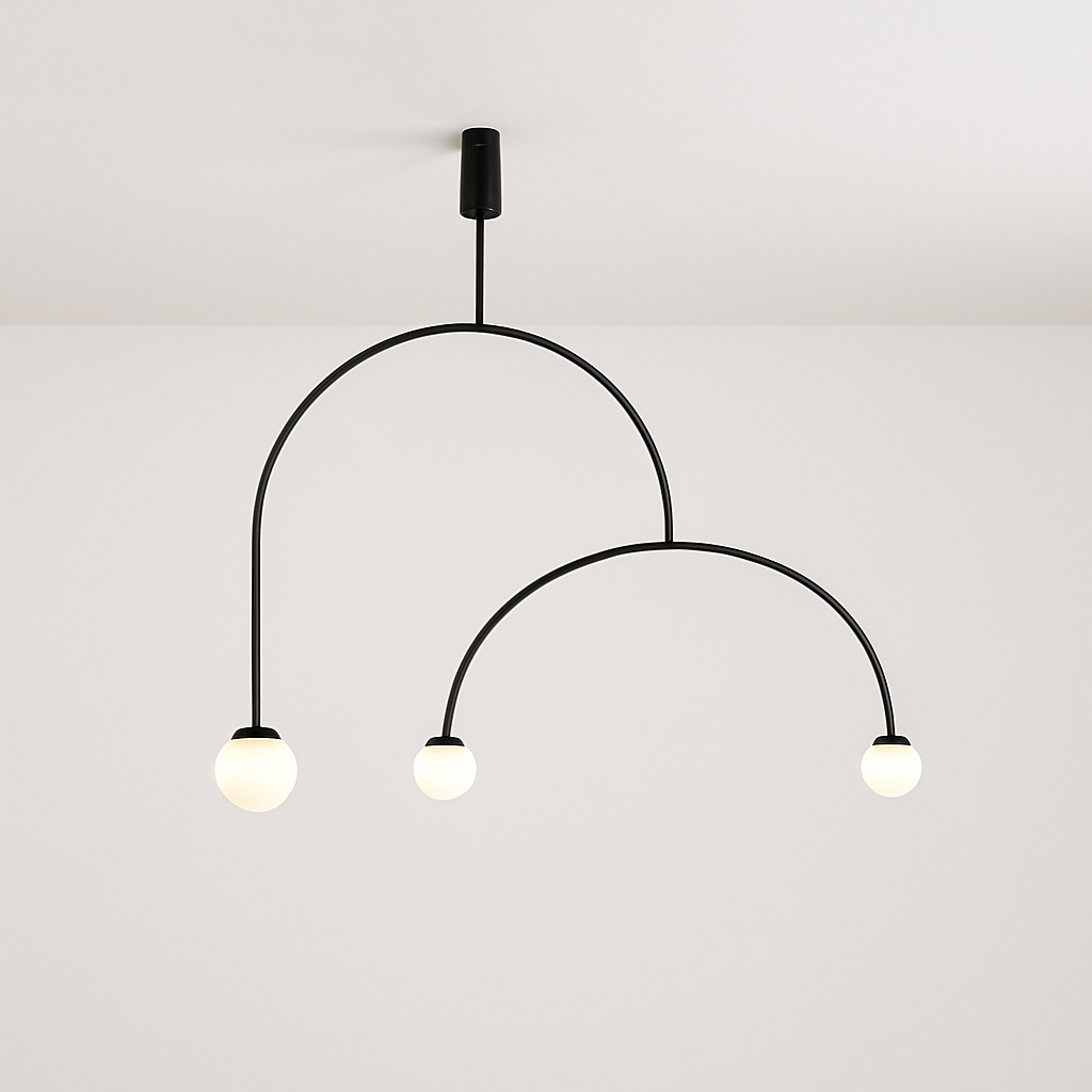 Danmark Geometric Line Chandelier Nordic Arc Suspension Lamp Ceiling Hanging Fxiture for Living Room,Dining Room