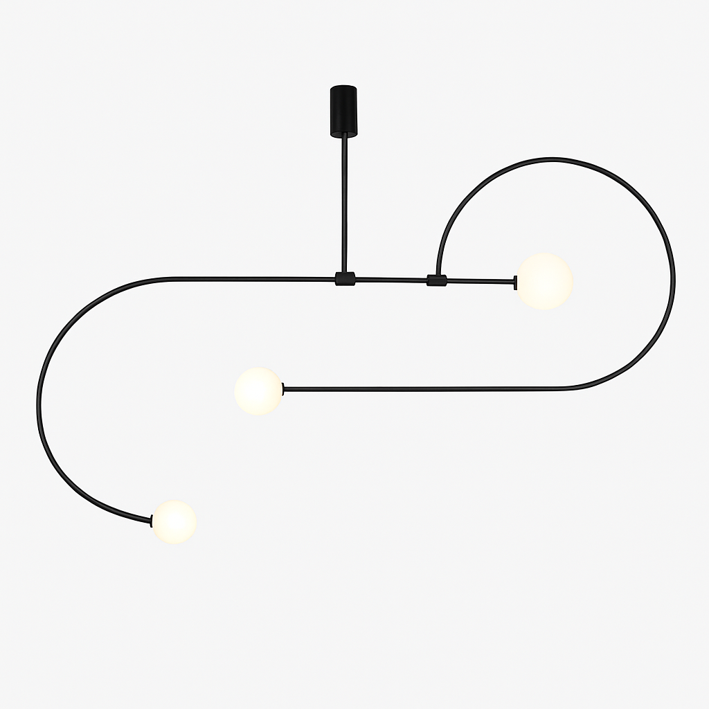 Danmark Geometric Line Chandelier Nordic Arc Suspension Lamp Ceiling Hanging Fxiture for Living Room,Dining Room