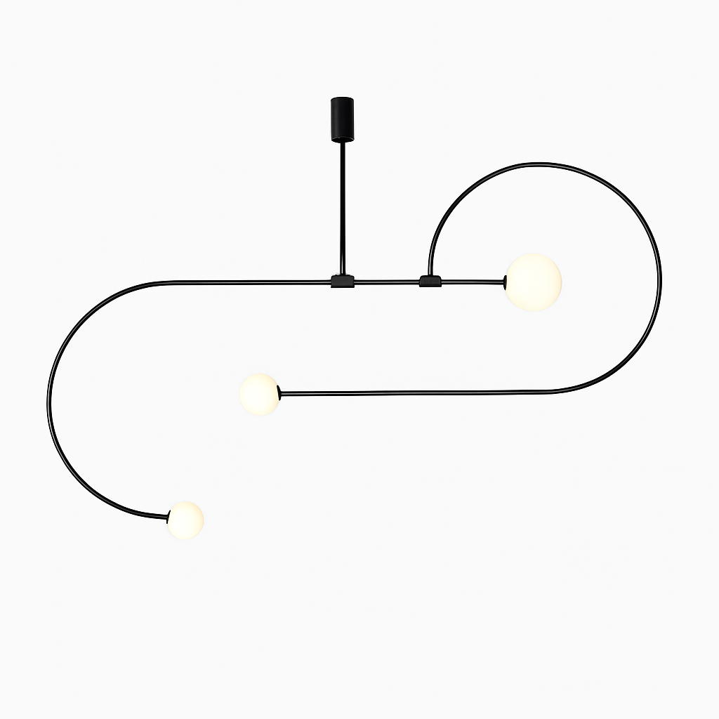 Danmark Geometric Line Chandelier Nordic Arc Suspension Lamp Ceiling Hanging Fxiture for Living Room,Dining Room