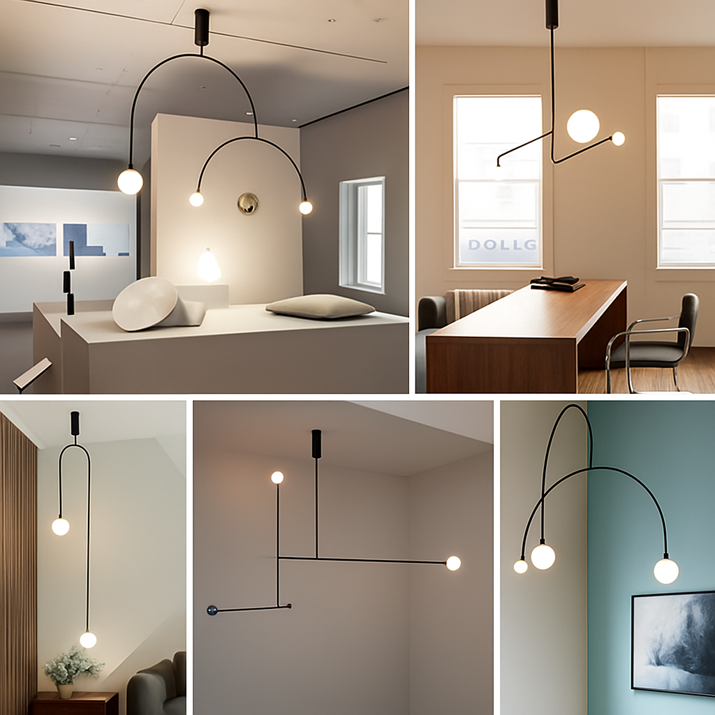 Danmark Geometric Line Chandelier Nordic Arc Suspension Lamp Ceiling Hanging Fxiture for Living Room,Dining Room
